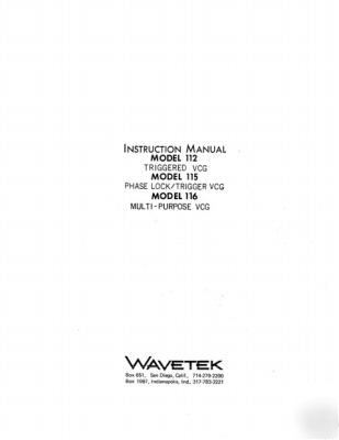 Wavetek 112 115 & 116 service & operating manual