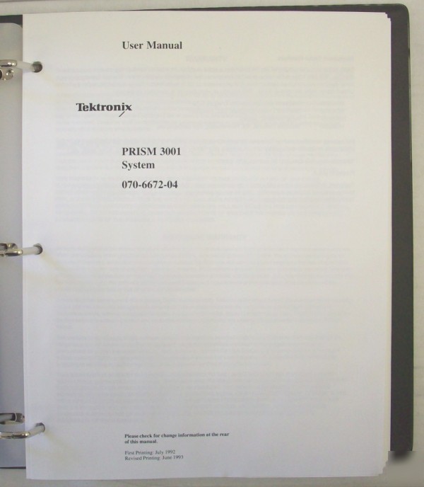 Tektronix prism 3001 user's manual - $5 shipping 