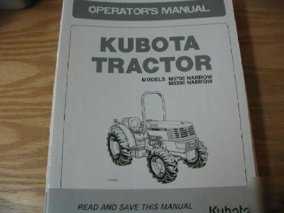 Kubota M5700 M8200 narrow tractors operators manual