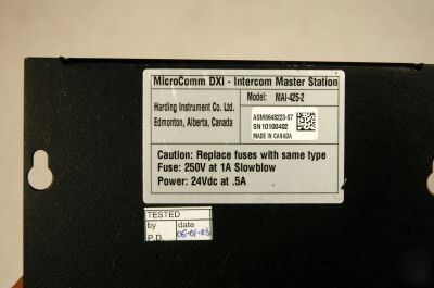 Microcomm dxi intercom master station mai-425-2 used 