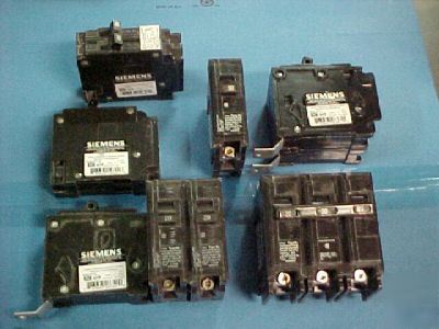 New lot of 8 various siemens circuit breakers 1-3 pole 
