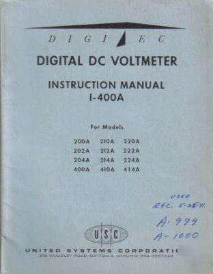 Usc i-400A digital dc voltmeter manual