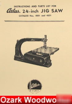 Oz~atlas jig saw instruction and parts manual