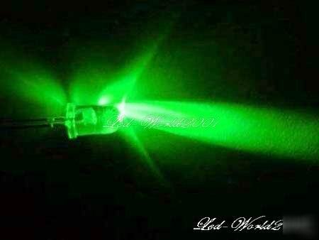 100X 3MM 5000MCD green led lamp with free resistors