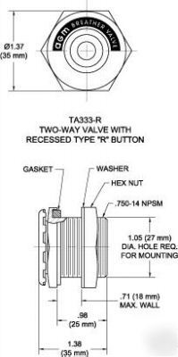 New agm breather valve TA333-05-05-r many avilable 