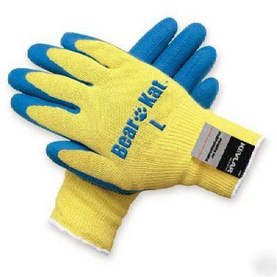 100% kevlar glove blue latex palm coat, sz medium