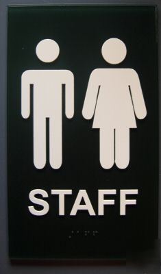 Ada staff restroom sign braille green 6X10