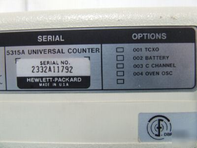 Hewlett packard hp 5315A 100 mhz universal counter