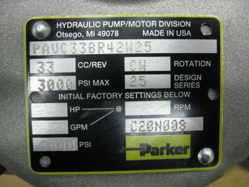 New parker variable displacement hydraulic pump PAVC33 