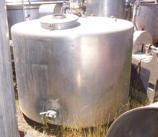 Tank, 500 gallon, s/st, 6' x 4', jkt,agit,sani,