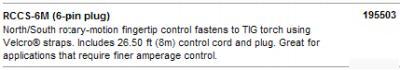 Miller 195503 rccs-6M (6-pin plug)
