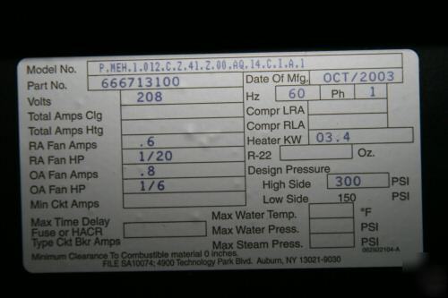 New mcquay terminal ac/heat type j incremental packaged