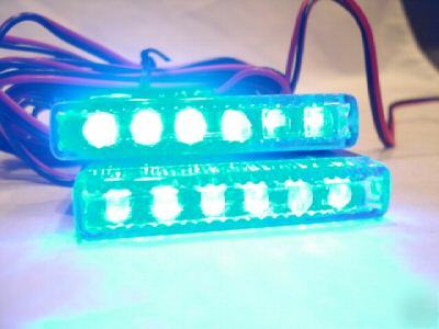 Blue led strobe grille lights, pair, 12V (show lights )