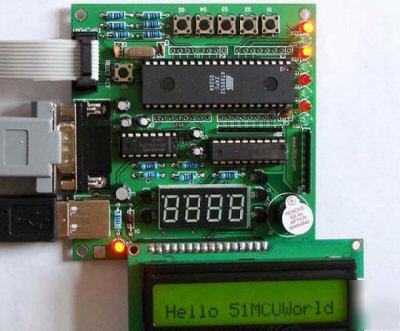 8051 series mcu learning board, lcd, 7-seg led, key sw