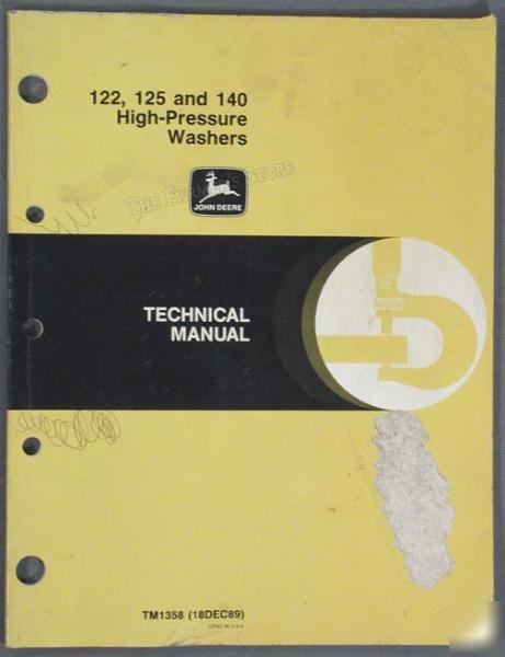 John deere 122, 125 and 140 high pressure washer manual