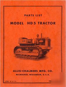 Allis chalmers crawler tractor HD5 parts manual
