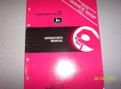 John deere model 314 hyd series lawn tractor ops manual