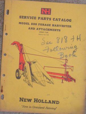 New 1959 holland 800 forage harvester parts catalog