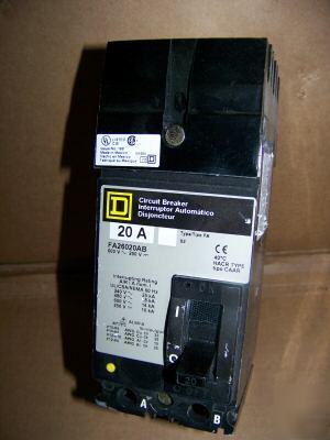 New square d FA26020AB 2POLE 20AMP 600V circuit breaker 