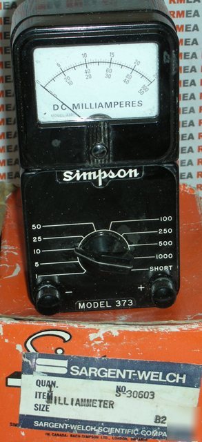 Simpson milliammeter # 373 portable vintage