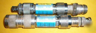 Two hp 8491A 6DB coax attenuators & bnc adaptors