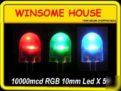 Ultra bright 10000MCD rgb flashing 10MM led x 50PCS