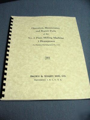 Brown & sharpe #2 plain milling machine manual