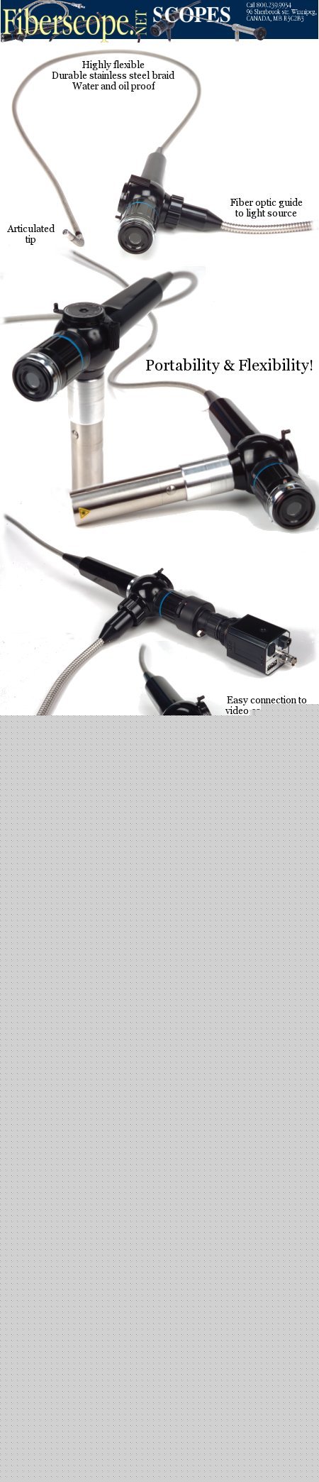 Fiberscope, borescope, bore scope, fiber optic scope
