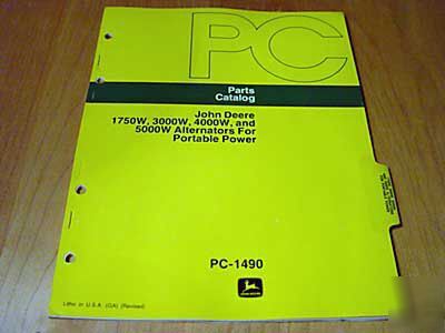 John deere 1750W 3000W-5000W alternator parts manual jd