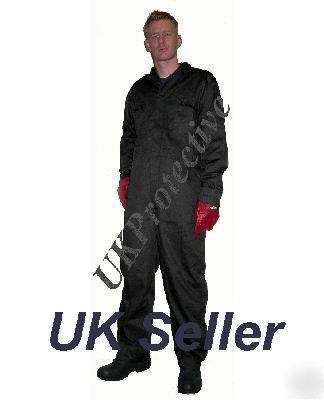 Black zip front boilersuit, overall, workwear - 2XL