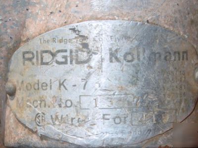 Ridgid kollman k-75 K75 pipe sewer snake drain cleaner