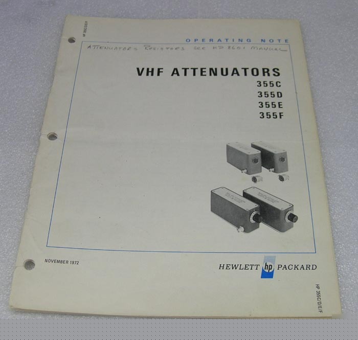Hp 355C d/e/f vhf attenuators operating manual