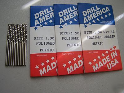 New metric drill bits 1.90 usa made qty 36 