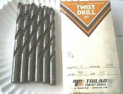 New triumph brand usa mfg 7/16 jobber drill bits 6 pack