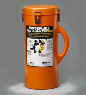 Water-jel emergency first aid fire blanket canister