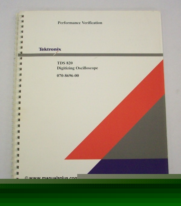 Tek tds 820 digital scopes performance verif manual
