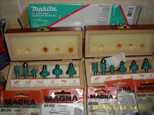 Magna, makita, bosch, craftsman, oldham router bit lot