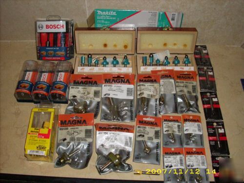 Magna, makita, bosch, craftsman, oldham router bit lot