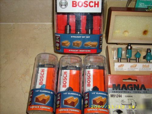 Magna, makita, bosch, craftsman, oldham router bit lot