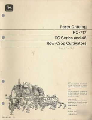 Jd parts ctlg for rg series and 46 row-crop cultivators
