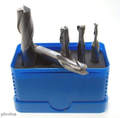 Set of five hss metric slot drills milling cutters