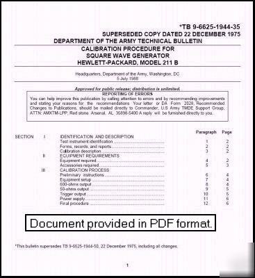 Agilent hp 211B 211 b calibration manual HP211B