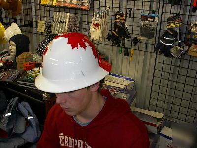 Msa v-gard hard hat, canadian maple leaf - white