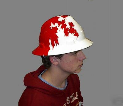 Msa v-gard hard hat, canadian maple leaf - white