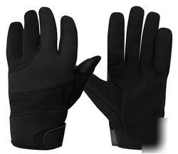 Police kevlar lined black street gloves - med