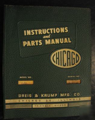 Chicago model 68B instructions & parts manual 