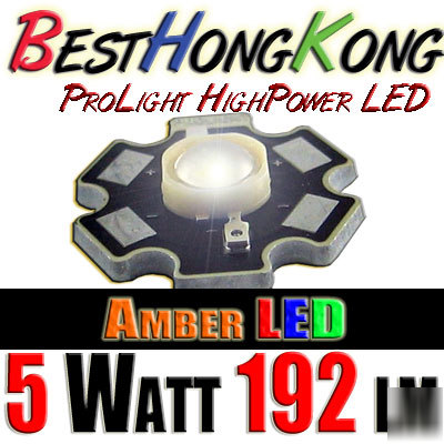 High power led set of 1000 prolight 5W amber 192 lumen