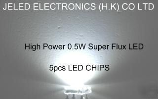 50X h/power 140Â° 5-chips superflux white 5MM led 45KMCD