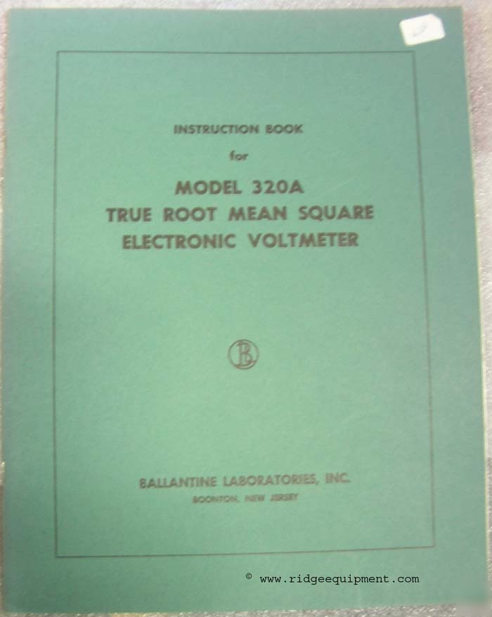 Ballantine 320A true root mean square voltmeter manual