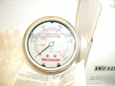 Westward pressure gauge 0 to 1000PSI glycerine filled